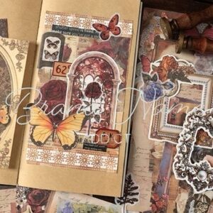 200 Piece Floral Vintage Themed Scrapbook Journal Design Set